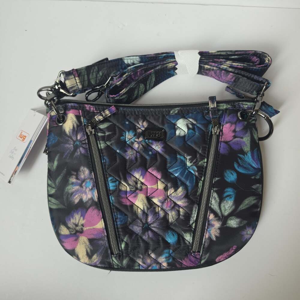 Lug Crossbody Purse Swivel Convertible Handbag Bloom Black Shoulder Bag RFID New
